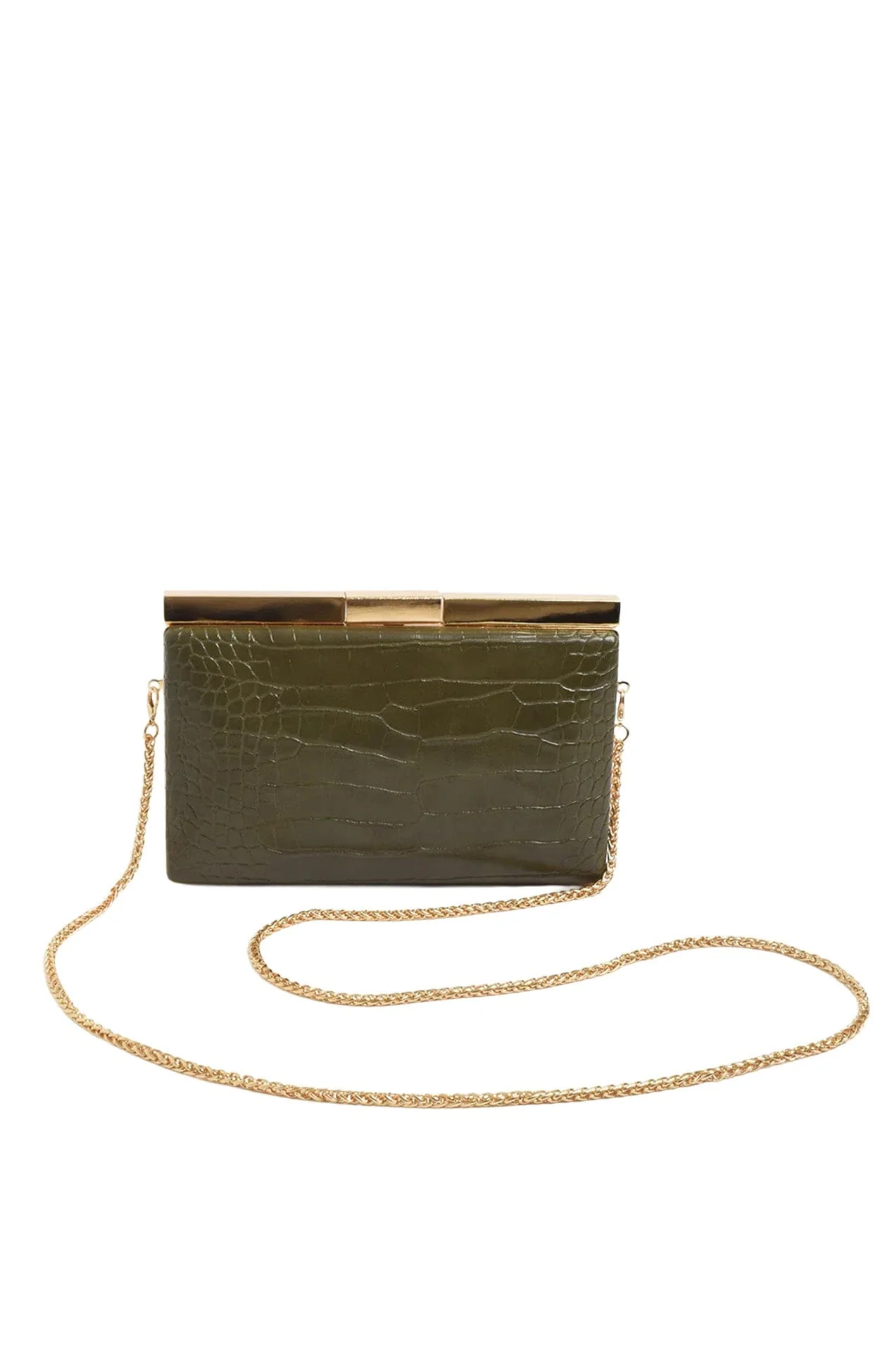 SAVINA CROC STRUCTED CLUTCH BAG  IN OLIVE - Image 2