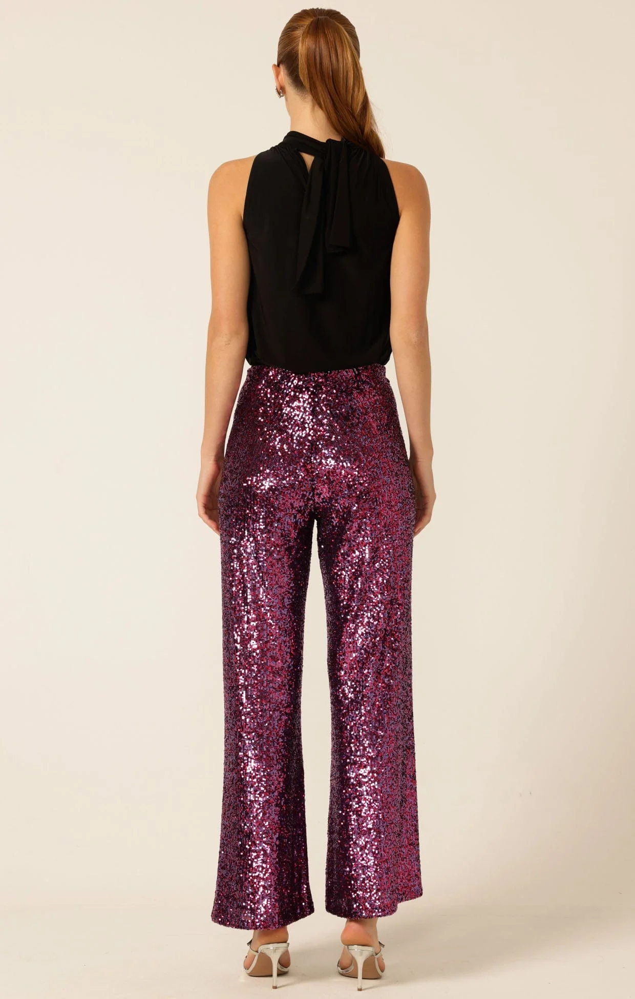 SEQUIN PALAZZO PANT IN PINK MULTI - Image 4