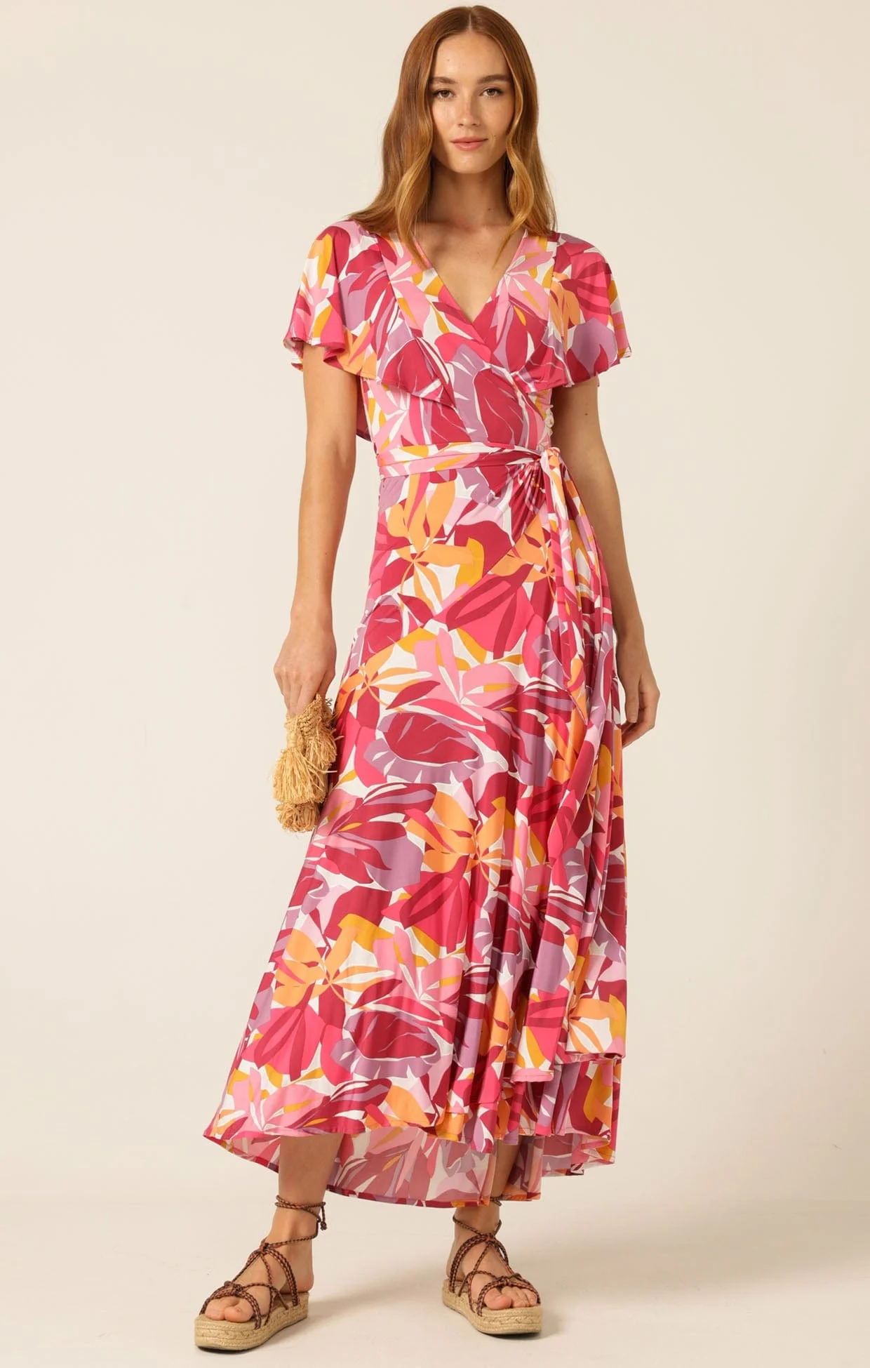 TROPICANA POP WRAP DRESS