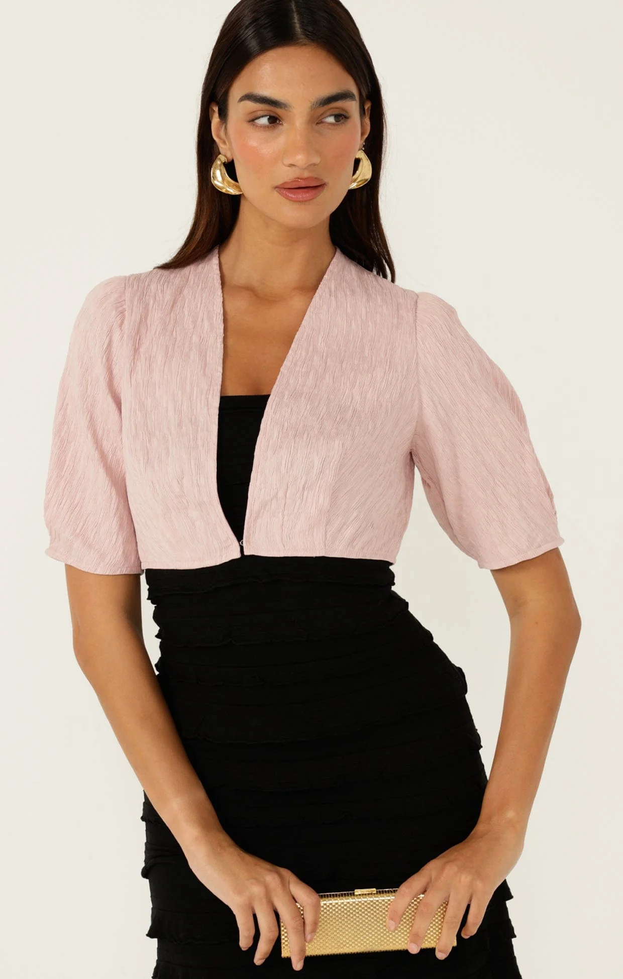 TUCK SLEEVE JACKET IN PALE PINK - Image 4