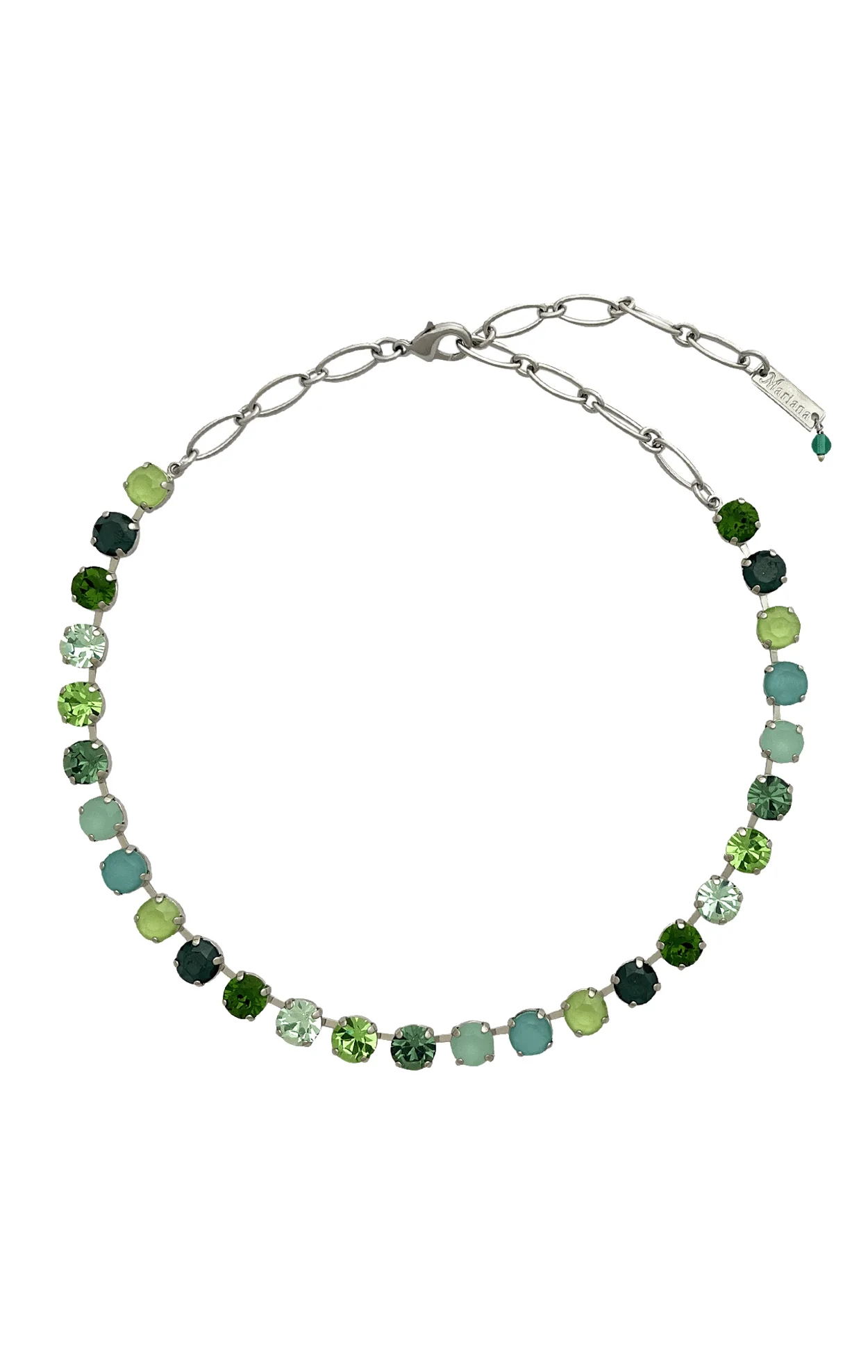 VIENNA NECKLACE IN RHODIUM - GREEN MULTI