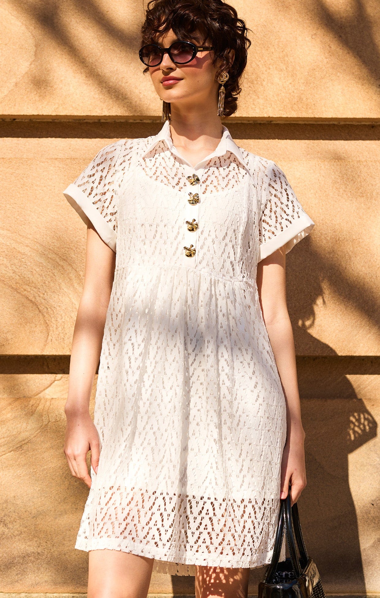 WHITE LOTUS SHIFT DRESS IN WHITE - Image 2