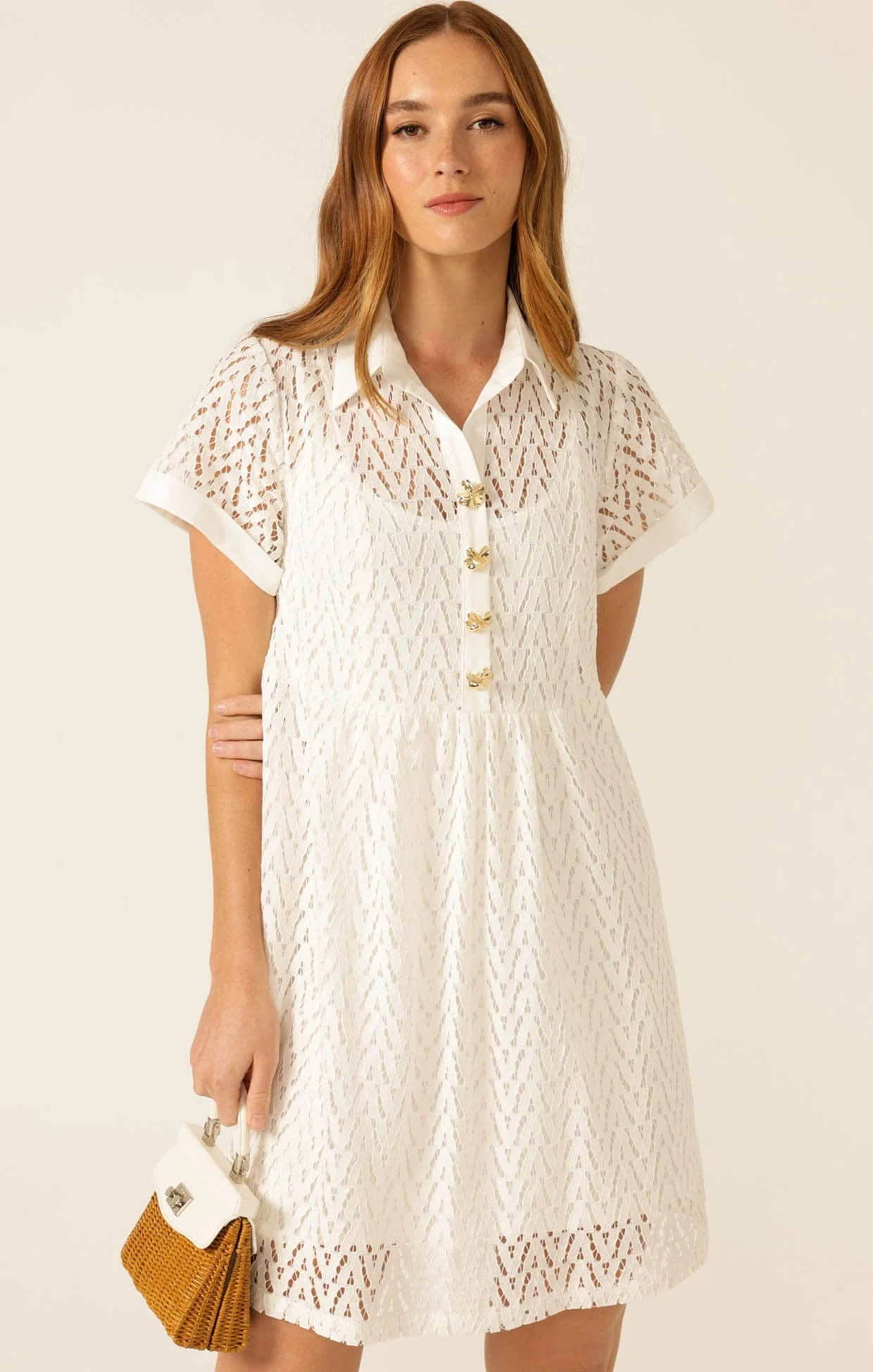 WHITE LOTUS SHIFT DRESS IN WHITE - Image 4
